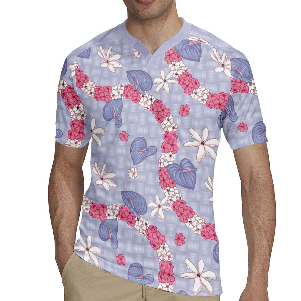 Hawaii Anthurium Tiare Pikake Lei Rugby Jersey Poni Lauhala Art Pattern LT01 - Polynesian Pride