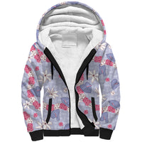 Hawaii Anthurium Tiare Pikake Lei Sherpa Hoodie Poni Lauhala Art Pattern LT01 Unisex Purple - Polynesian Pride