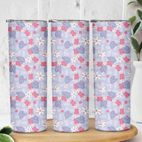 Hawaii Anthurium Tiare Pikake Lei Skinny Tumbler Poni Lauhala Art Pattern LT01 - Polynesian Pride