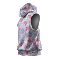 Hawaii Anthurium Tiare Pikake Lei Sleeveless Hoodie Poni Lauhala Art Pattern