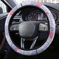 Hawaii Anthurium Tiare Pikake Lei Steering Wheel Cover Poni Lauhala Art Pattern LT01 - Polynesian Pride
