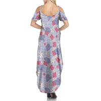 Hawaii Anthurium Tiare Pikake Lei Summer Maxi Dress Poni Lauhala Art Pattern LT01 - Polynesian Pride