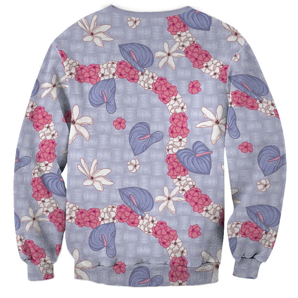 Hawaii Anthurium Tiare Pikake Lei Sweatshirt Poni Lauhala Art Pattern LT01 - Polynesian Pride