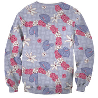 Hawaii Anthurium Tiare Pikake Lei Sweatshirt Poni Lauhala Art Pattern LT01 - Polynesian Pride