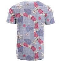 Hawaii Anthurium Tiare Pikake Lei T Shirt Poni Lauhala Art Pattern LT01 - Polynesian Pride