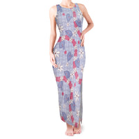 Hawaii Anthurium Tiare Pikake Lei Tank Maxi Dress Poni Lauhala Art Pattern