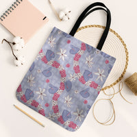 Hawaii Anthurium Tiare Pikake Lei Tote Bag Poni Lauhala Art Pattern LT01 Black Strap One Size Purple - Polynesian Pride