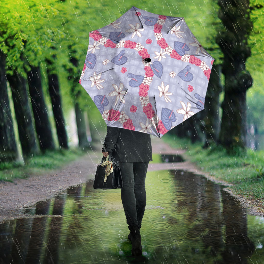 Hawaii Anthurium Tiare Pikake Lei Umbrella Poni Lauhala Art Pattern LT01 - Polynesian Pride