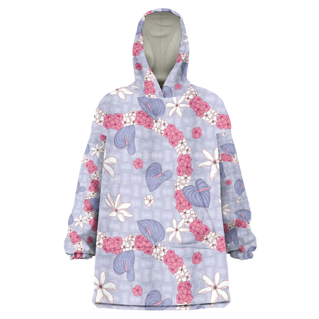 Hawaii Anthurium Tiare Pikake Lei Wearable Blanket Hoodie Poni Lauhala Art Pattern LT01 One Size Purple - Polynesian Pride