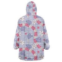 Hawaii Anthurium Tiare Pikake Lei Wearable Blanket Hoodie Poni Lauhala Art Pattern LT01 - Polynesian Pride