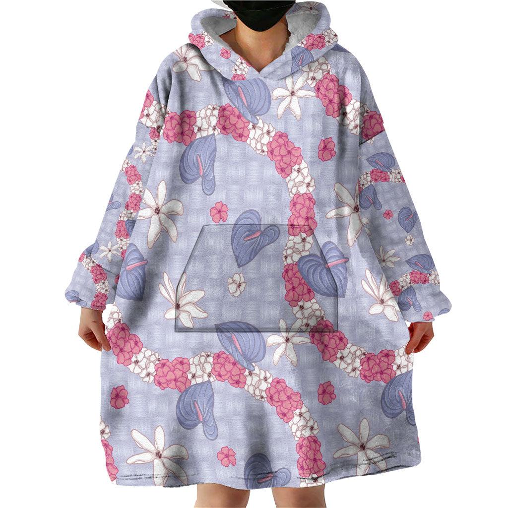 Hawaii Anthurium Tiare Pikake Lei Wearable Blanket Hoodie Poni Lauhala Art Pattern LT01 - Polynesian Pride
