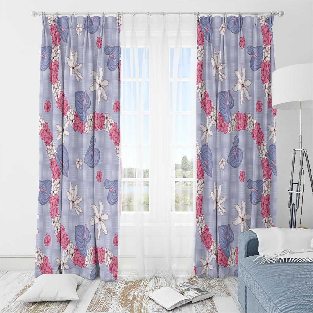 Hawaii Anthurium Tiare Pikake Lei Window Curtain Poni Lauhala Art Pattern LT01 - Polynesian Pride