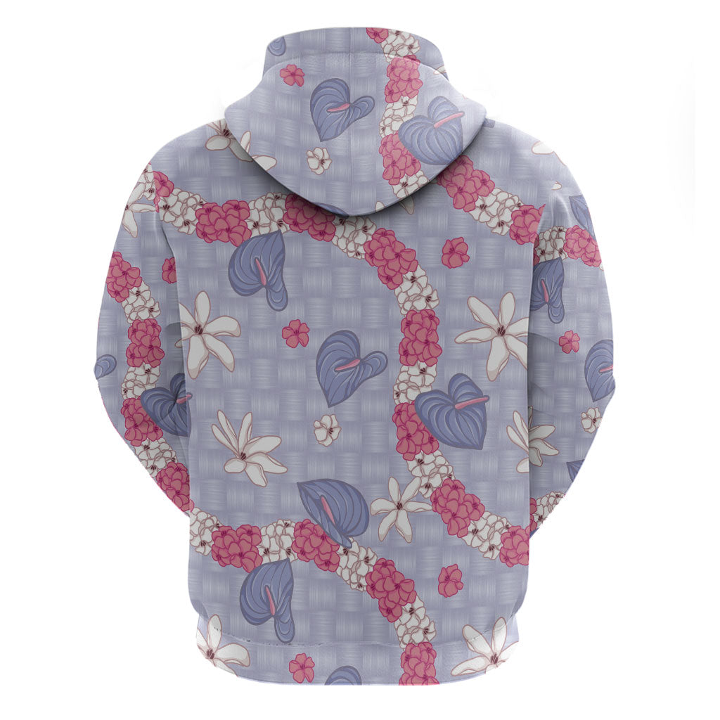 Hawaii Anthurium Tiare Pikake Lei Zip Hoodie Poni Lauhala Art Pattern LT01 - Polynesian Pride