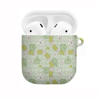 Hawaii Anthurium Tiare Pikake Lei AirPods Case Sage Green Lauhala Art Pattern LT01 Green - Polynesian Pride