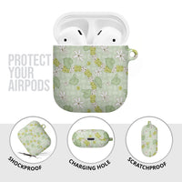 Hawaii Anthurium Tiare Pikake Lei AirPods Case Sage Green Lauhala Art Pattern LT01 - Polynesian Pride