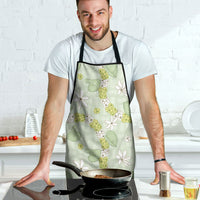Hawaii Anthurium Tiare Pikake Lei Apron Sage Green Lauhala Art Pattern LT01 - Polynesian Pride