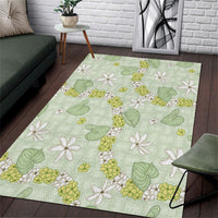 Hawaii Anthurium Tiare Pikake Lei Area Rug Sage Green Lauhala Art Pattern LT01 Green - Polynesian Pride