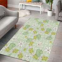 Hawaii Anthurium Tiare Pikake Lei Area Rug Sage Green Lauhala Art Pattern LT01 - Polynesian Pride