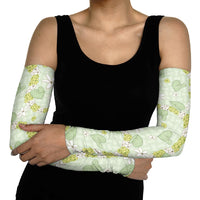 Hawaii Anthurium Tiare Pikake Lei Arm Sleeves Sage Green Lauhala Art Pattern LT01 - Polynesian Pride