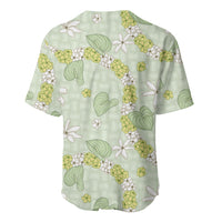 Hawaii Anthurium Tiare Pikake Lei Baseball Jersey Sage Green Lauhala Art Pattern LT01 - Polynesian Pride