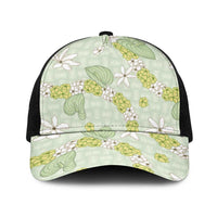 Hawaii Anthurium Tiare Pikake Lei Baseball Net Cap Sage Green Lauhala Art Pattern LT01 One Size Black Green - Polynesian Pride
