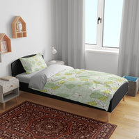 Hawaii Anthurium Tiare Pikake Lei Bedding Set Sage Green Lauhala Art Pattern LT01 - Polynesian Pride