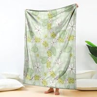 Hawaii Anthurium Tiare Pikake Lei Blanket Sage Green Lauhala Art Pattern LT01 - Polynesian Pride