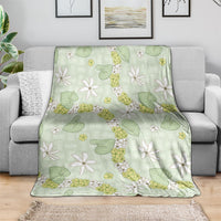 Hawaii Anthurium Tiare Pikake Lei Blanket Sage Green Lauhala Art Pattern LT01 - Polynesian Pride