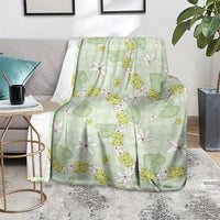 Hawaii Anthurium Tiare Pikake Lei Blanket Sage Green Lauhala Art Pattern LT01 - Polynesian Pride