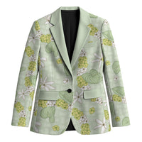 Hawaii Anthurium Tiare Pikake Lei Blazer Sage Green Lauhala Art Pattern