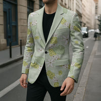 Hawaii Anthurium Tiare Pikake Lei Blazer Sage Green Lauhala Art Pattern