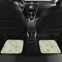 Hawaii Anthurium Tiare Pikake Lei Car Mats Sage Green Lauhala Art Pattern LT01 Set 2pcs - Back Green - Polynesian Pride