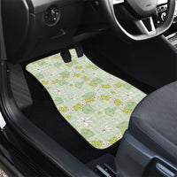 Hawaii Anthurium Tiare Pikake Lei Car Mats Sage Green Lauhala Art Pattern LT01 - Polynesian Pride