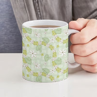 Hawaii Anthurium Tiare Pikake Lei Ceramic Mug Sage Green Lauhala Art Pattern LT01 - Polynesian Pride