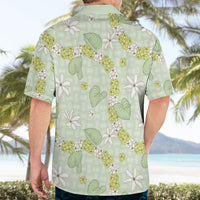 Hawaii Anthurium Tiare Pikake Lei Hawaiian Shirt Sage Green Lauhala Art Pattern