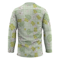 Hawaii Anthurium Tiare Pikake Lei Hockey Jersey Sage Green Lauhala Art Pattern LT01 - Polynesian Pride