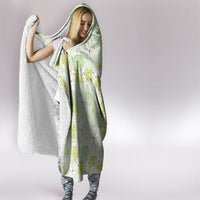 Hawaii Anthurium Tiare Pikake Lei Hooded Blanket Sage Green Lauhala Art Pattern LT01 - Polynesian Pride
