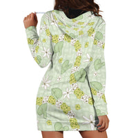 Hawaii Anthurium Tiare Pikake Lei Hoodie Dress Sage Green Lauhala Art Pattern LT01 - Polynesian Pride