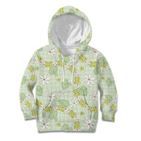 Hawaii Anthurium Tiare Pikake Lei Kid Hoodie Sage Green Lauhala Art Pattern LT01 Hoodie Green - Polynesian Pride