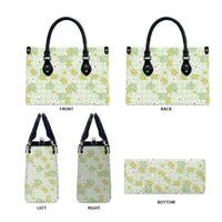 Hawaii Anthurium Tiare Pikake Lei Leather Bag Sage Green Lauhala Art Pattern LT01 - Polynesian Pride