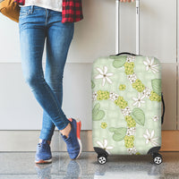 Hawaii Anthurium Tiare Pikake Lei Luggage Cover Sage Green Lauhala Art Pattern LT01 - Polynesian Pride