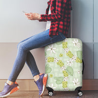 Hawaii Anthurium Tiare Pikake Lei Luggage Cover Sage Green Lauhala Art Pattern LT01 - Polynesian Pride