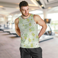 Hawaii Anthurium Tiare Pikake Lei Men Tank Top Sage Green Lauhala Art Pattern LT01 Green - Polynesian Pride