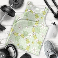 Hawaii Anthurium Tiare Pikake Lei Men Tank Top Sage Green Lauhala Art Pattern LT01 - Polynesian Pride