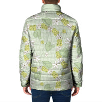 Hawaii Anthurium Tiare Pikake Lei Padded Jacket Sage Green Lauhala Art Pattern LT01 - Polynesian Pride