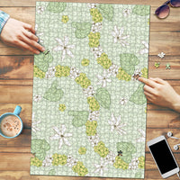 Hawaii Anthurium Tiare Pikake Lei Puzzle Sage Green Lauhala Art Pattern LT01 Green - Polynesian Pride