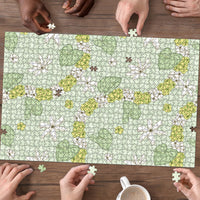 Hawaii Anthurium Tiare Pikake Lei Puzzle Sage Green Lauhala Art Pattern LT01 - Polynesian Pride