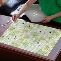 Hawaii Anthurium Tiare Pikake Lei Puzzle Sage Green Lauhala Art Pattern LT01 - Polynesian Pride