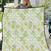Hawaii Anthurium Tiare Pikake Lei Quilt Sage Green Lauhala Art Pattern LT01 Green - Polynesian Pride