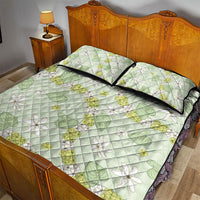 Hawaii Anthurium Tiare Pikake Lei Quilt Bed Set Sage Green Lauhala Art Pattern LT01 - Polynesian Pride
